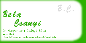 bela csanyi business card